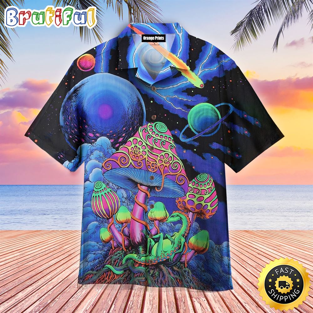 Hippie Summer Funny Night Mushroom Aloha Hawaiian Shirts vmyzli