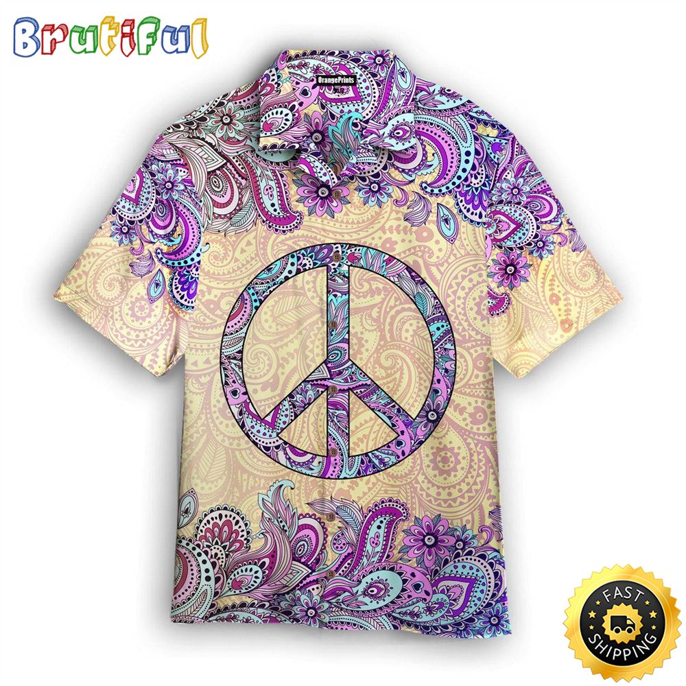Hippie Summer Funny Peace Symbol Aloha Hawaiian Shirts bzofl6