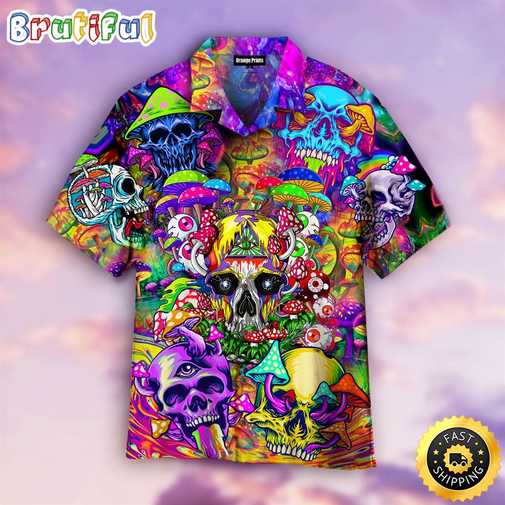Hippie Summer Funny Skull Aloha Hawaiian Shirts For Men For Women mysnsx