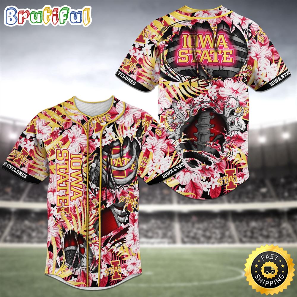 Iowa State Cyclones Skeleton MLB Baseball Jersey Shirt clbx7g