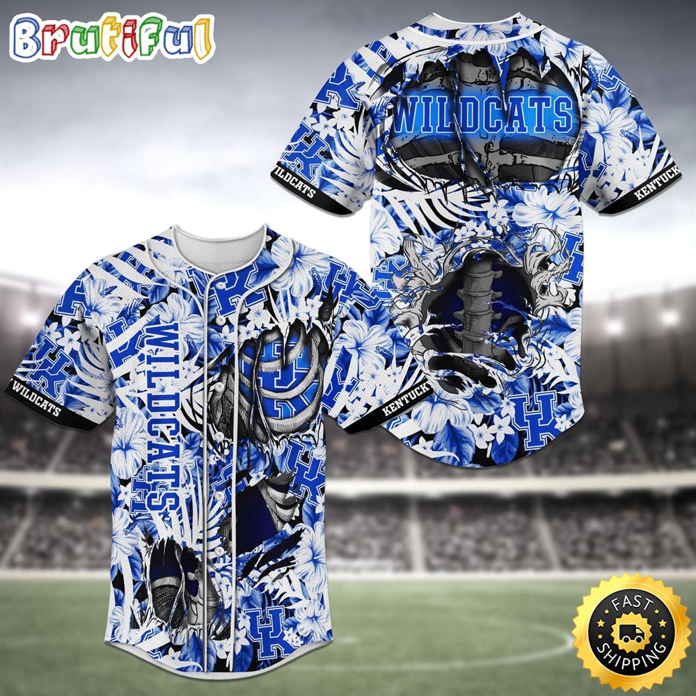 Kentucky Wildcats Skeleton NFL Baseball Jersey Shirt patlyz