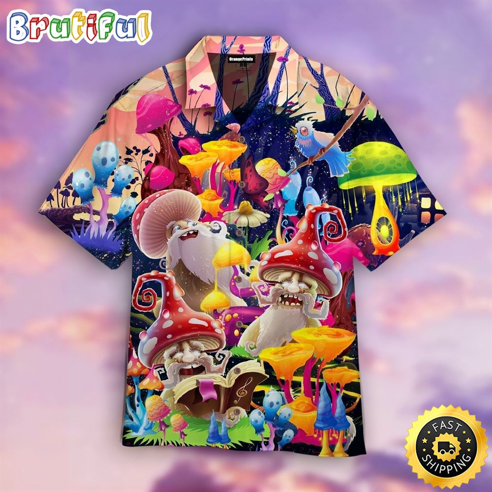 Magic Mushrooms Forest Hippie Summer Funny Aloha Hawaiian Shirts For Men And Women euj0bb
