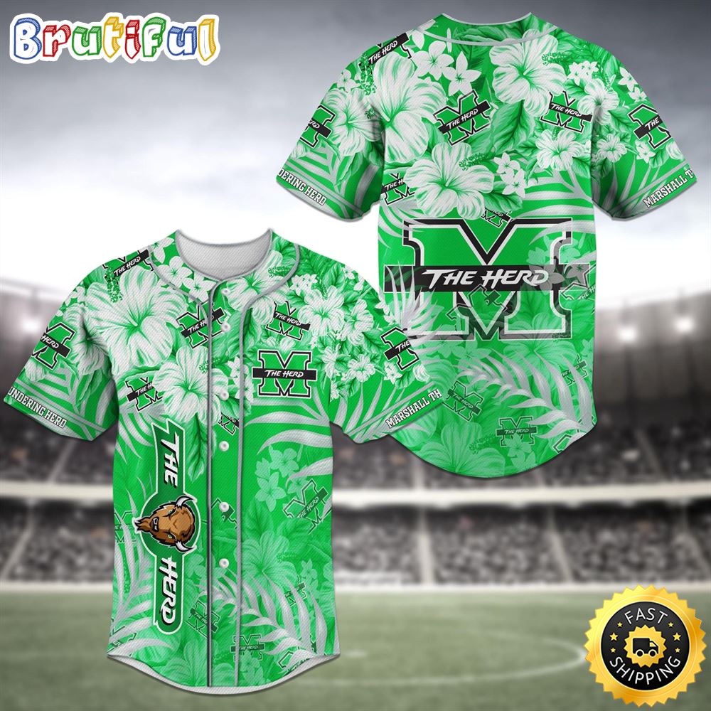 Marshall Thundering Herd Flower MLB Baseball Jersey Shirt zwbuyc