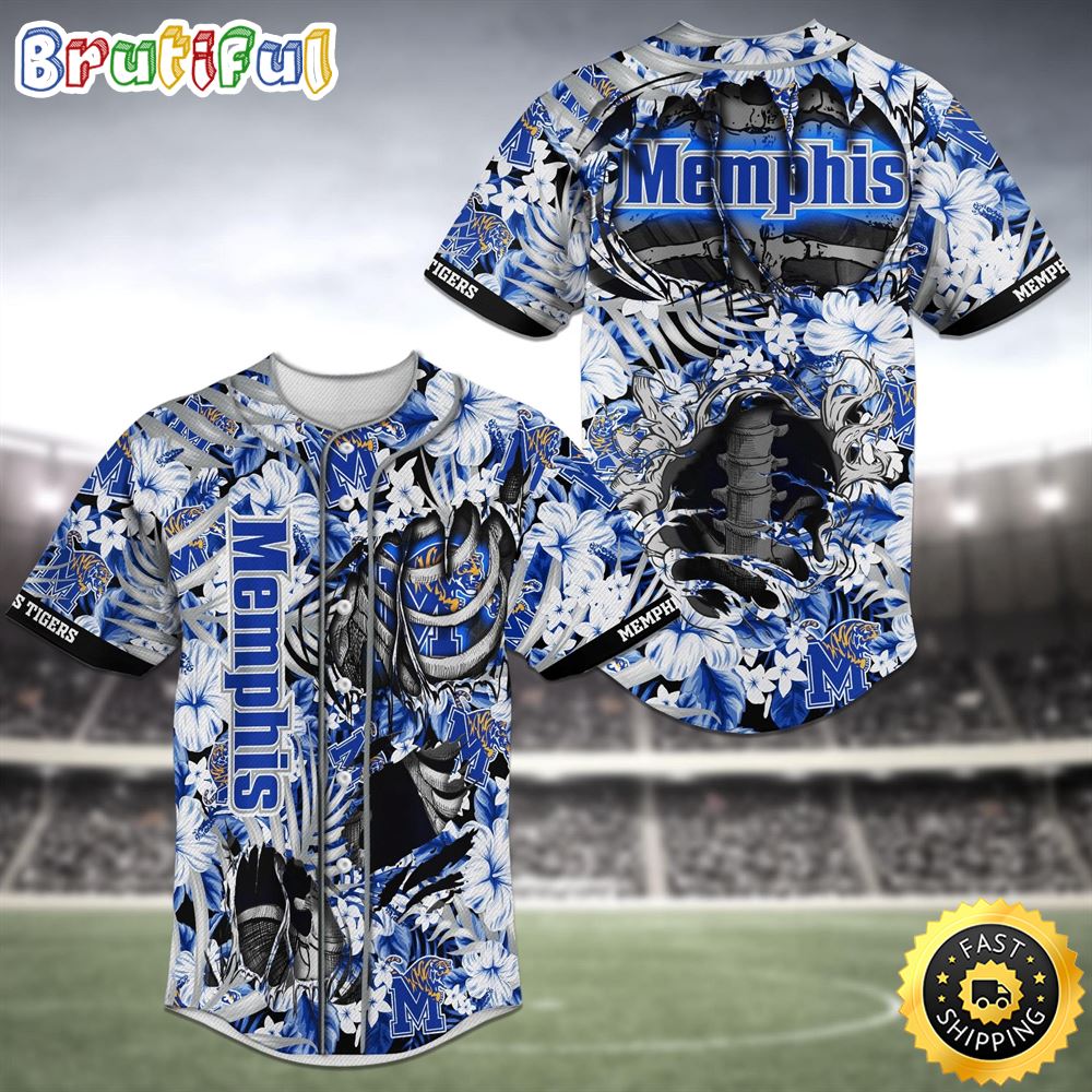 Memphis Tigers Skeleton NFL Baseball Jersey Shirt ubjoea