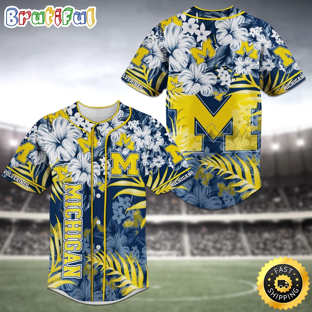 Michigan Wolverines Flower Classic Baseball Jersey Shirt bvrmq7
