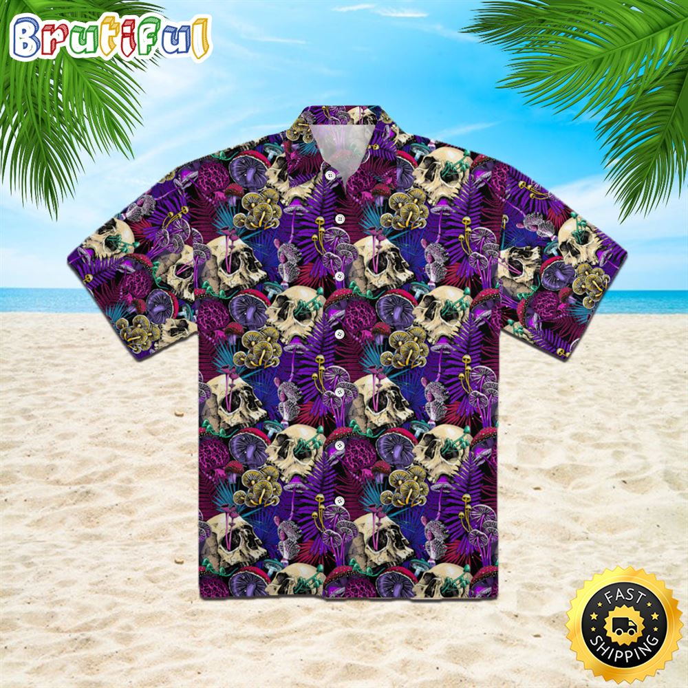 Mushroom Skull Hippie Summer Funny Aloha Hawaiian Shirts kaauan