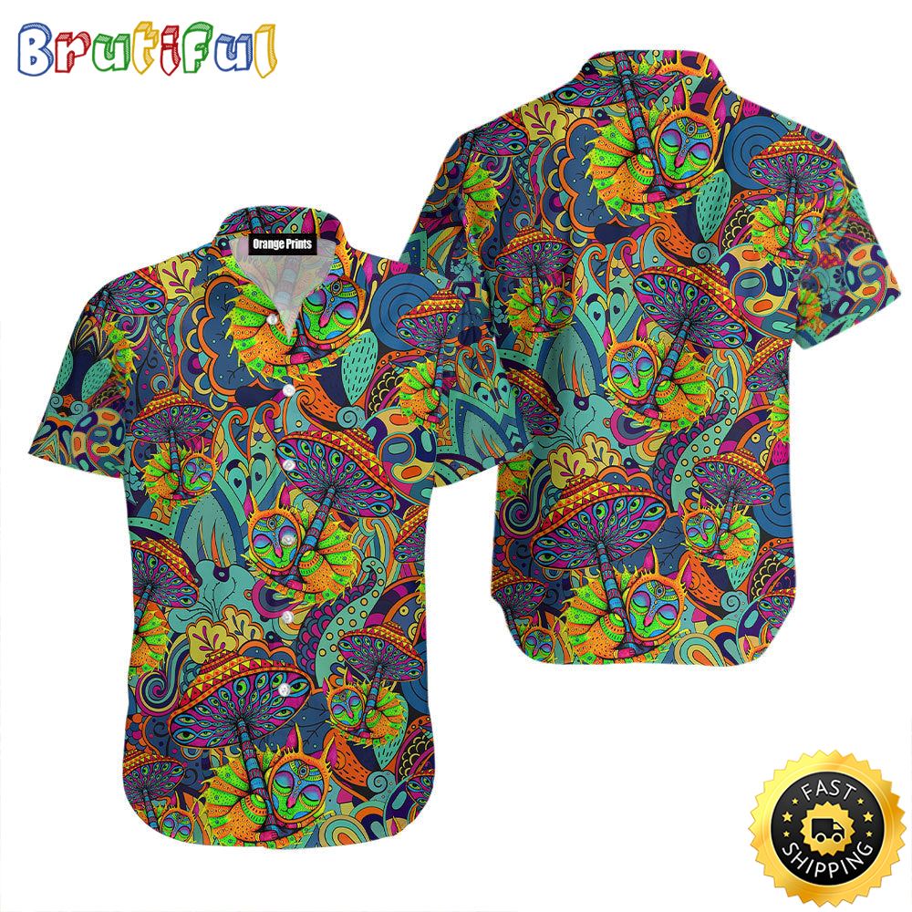 Mushrooms Hippie Summer Funny Aloha Hawaiian Shirts okwfr3