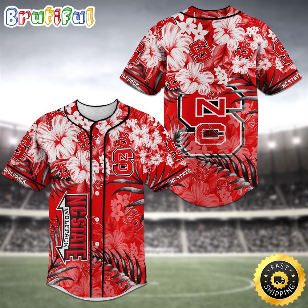 NC State Wolfpack Flower Baseball Jersey Shirt ysxglf