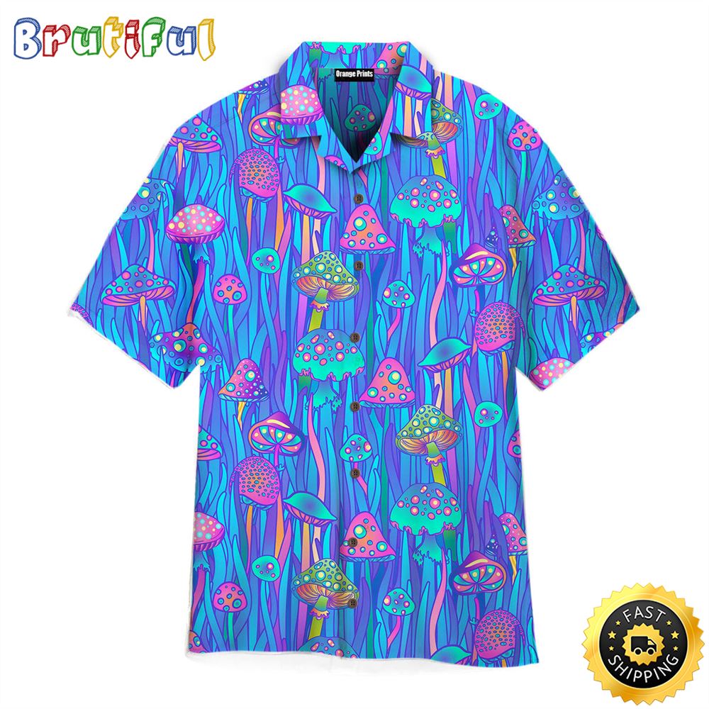 Neon Hippie Summer Funny Mushroom Aloha Hawaiian Shirts vx9luf