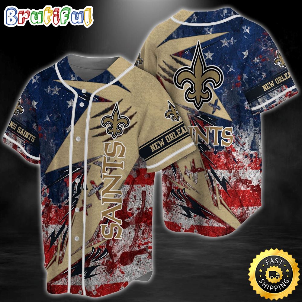 New Orleans Saints America Flag NFL Baseball Jersey Shirt tpxfoj