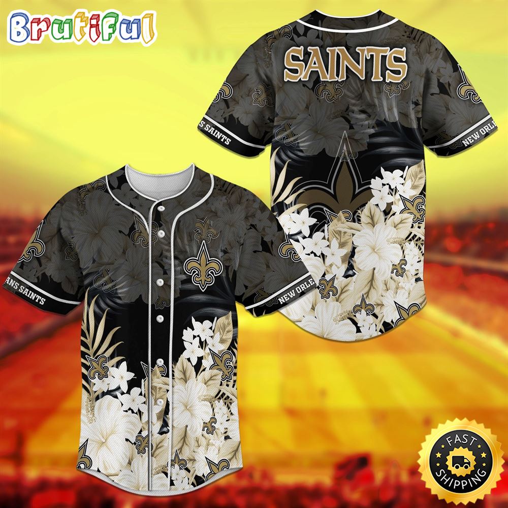 New Orleans Saints Floral NFL Baseball Jersey Shirt toftlp