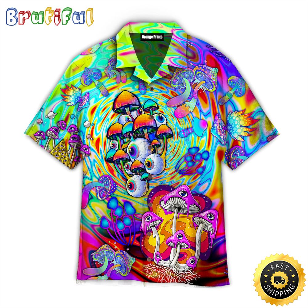Psychedelic Art Magic Mushroom Trippy Hippie Summer Funny Aloha Hawaiian Shirts ojxdtd