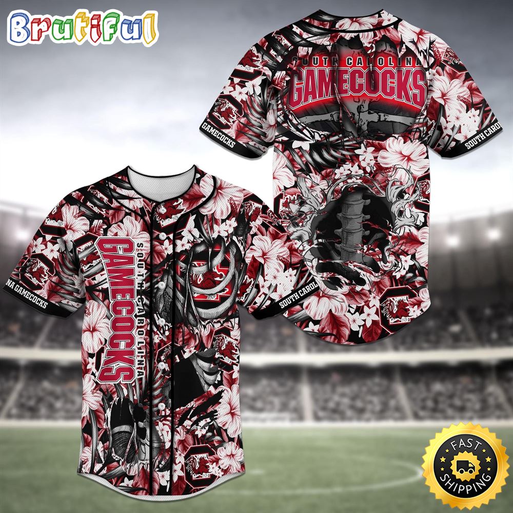 South Carolina Gamecocks Skeleton MLB Baseball Jersey Shirt oqaoga