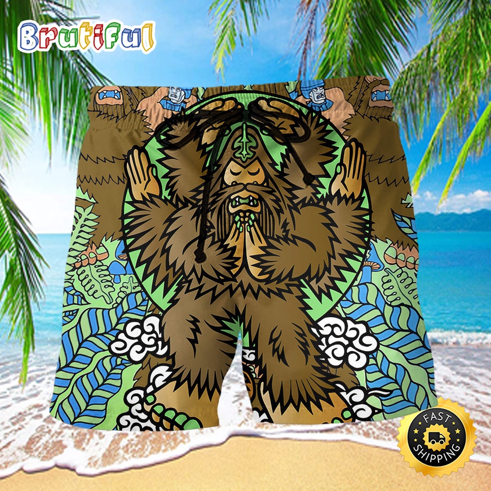 Bigfoot Funny Art Style Beach Short mi1k7d