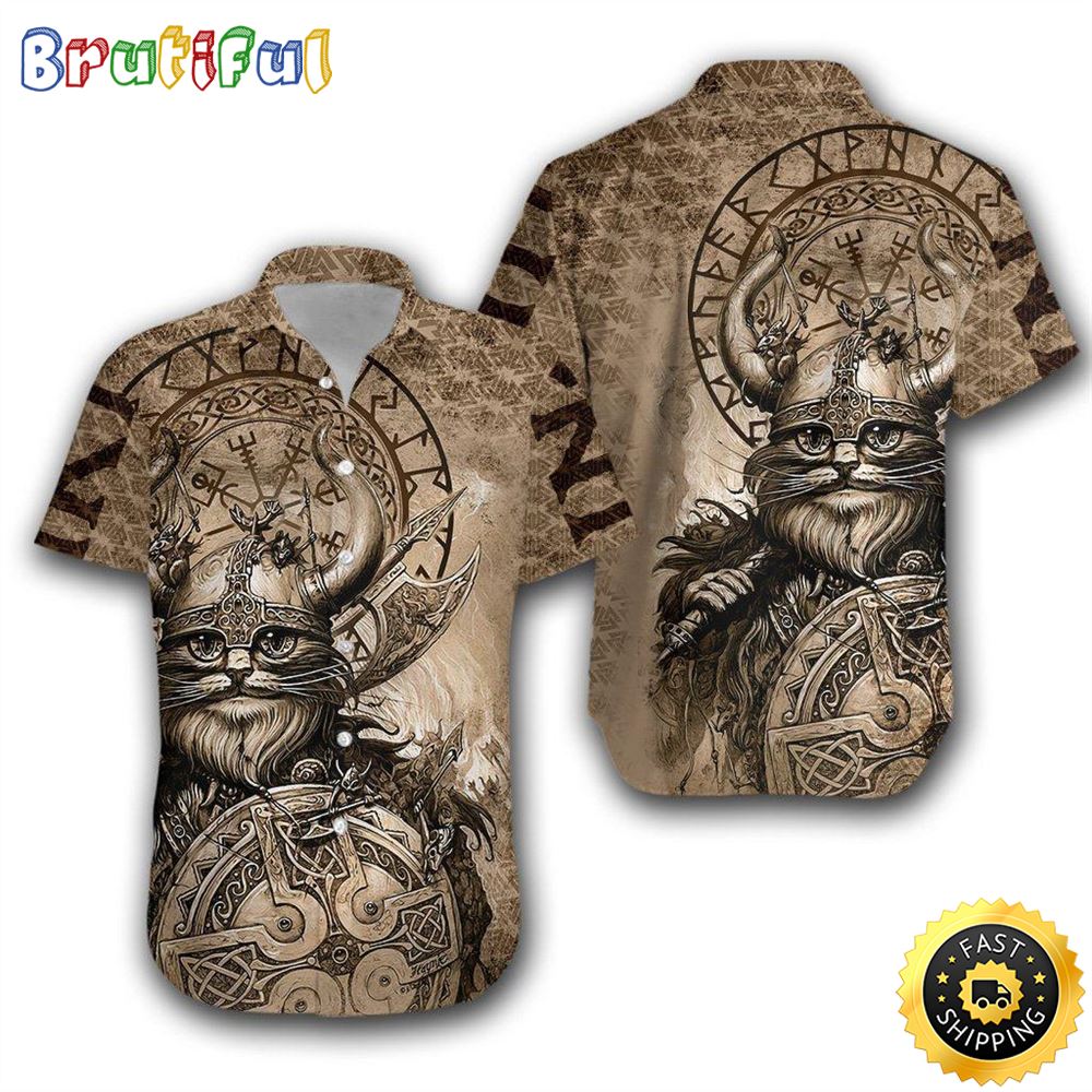 Classic Cat Viking Hawaiian Shirt Short Sleeve Hawaiian Shirt Viking Gifts For Him 1 zw5llh
