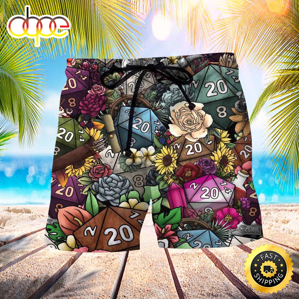 D20 Loves Flowers Hippie Beautiful Beach Short dd7opn