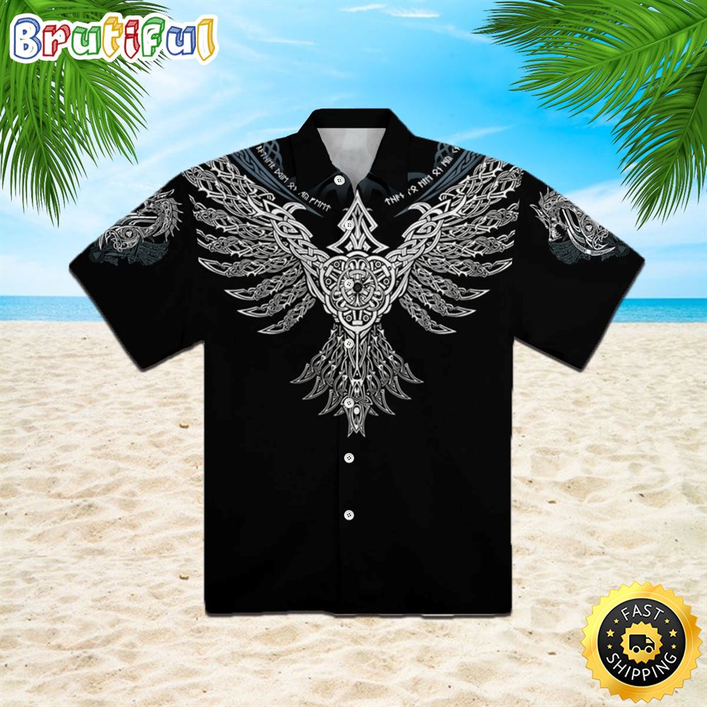 Drop Shoulder Drawstring Viking Hawaiian Shirt Short Sleeve Hawaiian Shirt Viking Gifts For Him 1 wlkwgh
