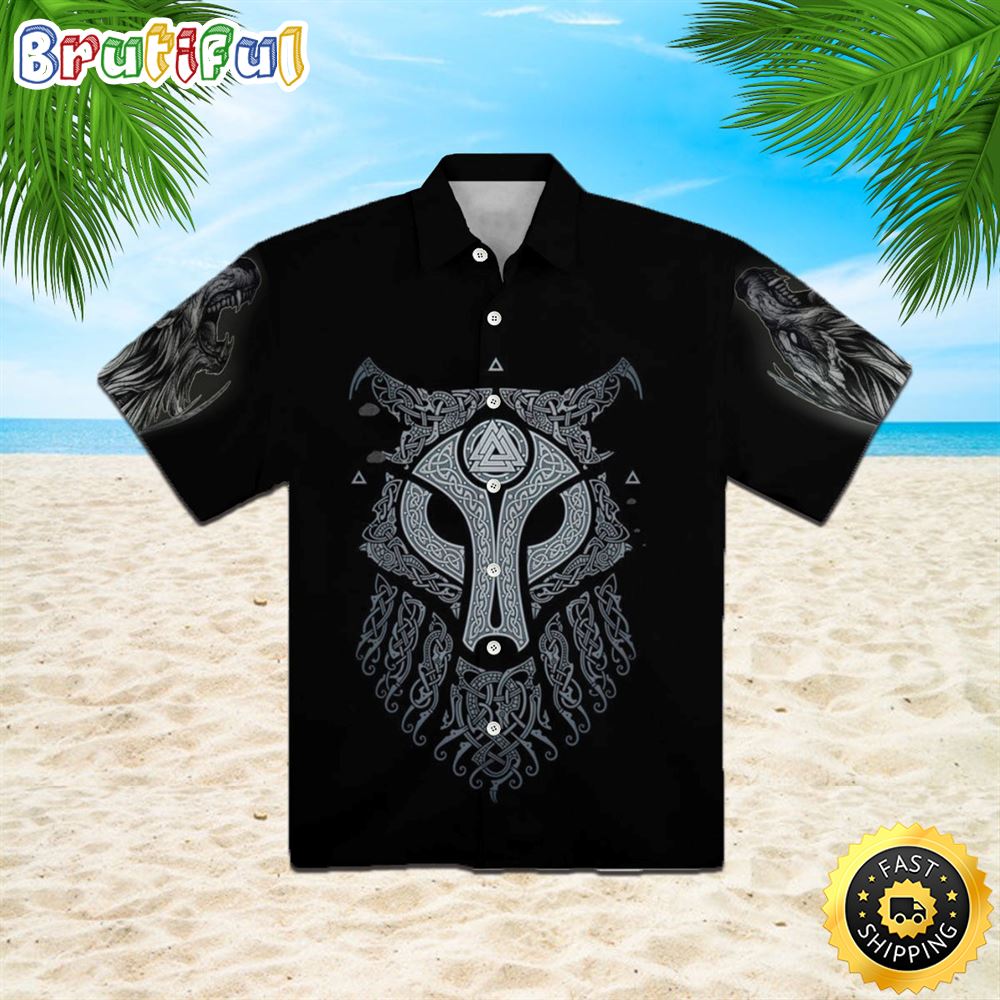 Fenrir 3d Vikings Hawaiian Shirt Short Sleeve Hawaiian Shirt Viking Gifts For Him 1 bsnw29