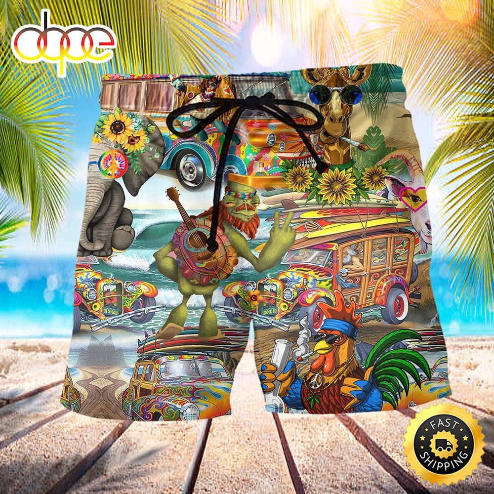 Hippie Animals Happy Together Beach Short qpkemz