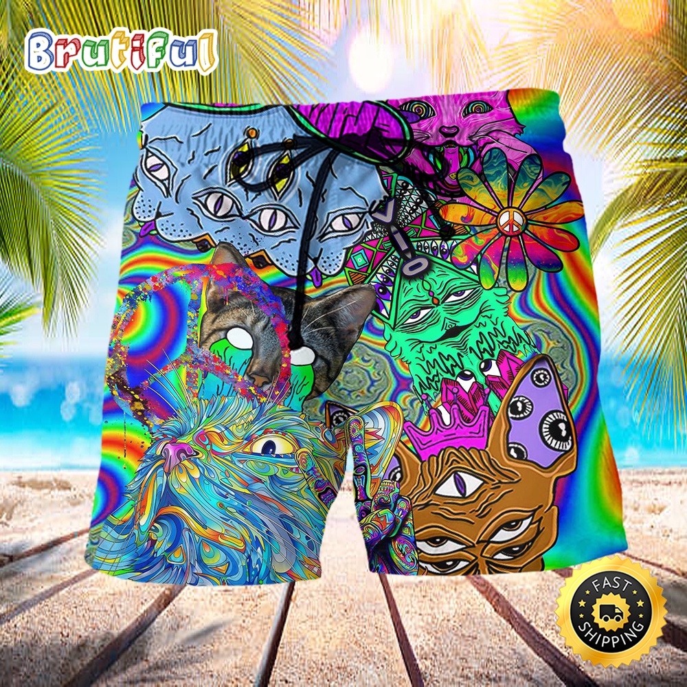 Hippie Cat Break My Mind Beach Short fx0dzw