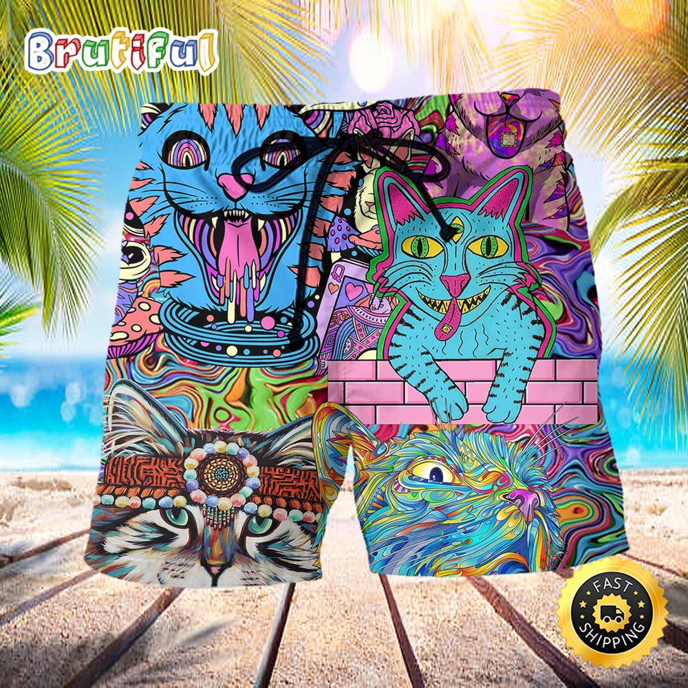 Hippie Cat Wonderful World Beach Short n06jfe