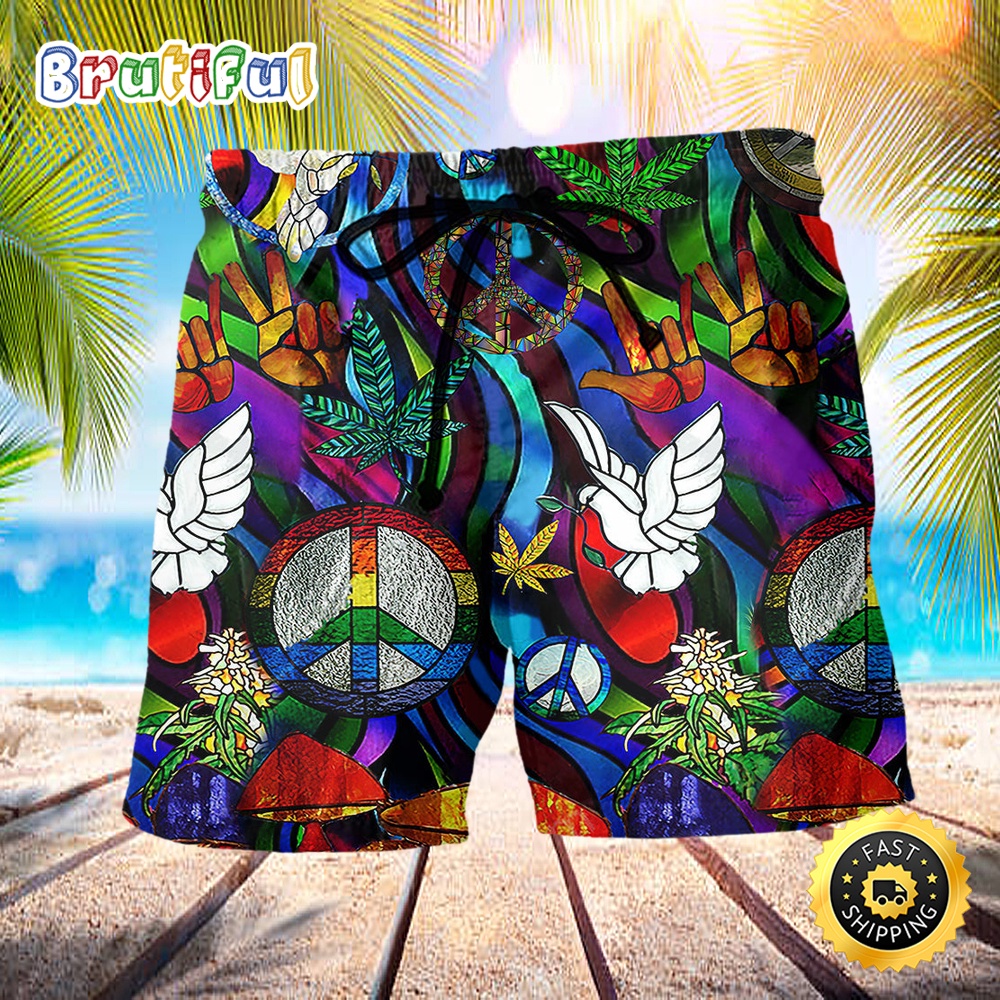 Hippie Is Peace Love Bird Beach Short aqkblw