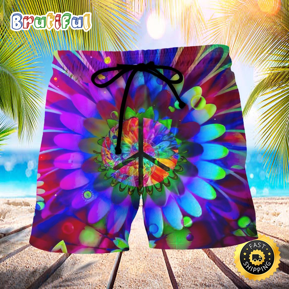 Hippie Love Is In The Air Flowers In My Hair Beach Short ir18p6