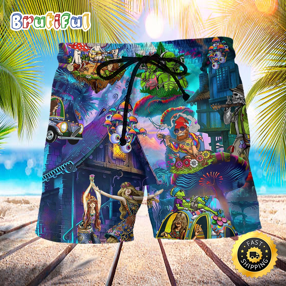 Hippie Love Life Alien Funny Beach Short i1qeyf