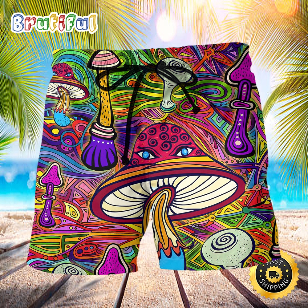 Hippie Mushroom Hypnotizing Beach Short gl6dzg