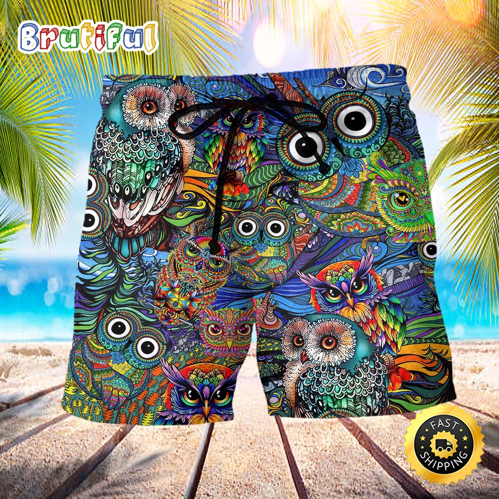 Hippie Owls Peace Life Mix Color Beach Short scldb6