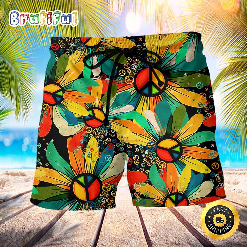 Hippie Peace Flowers Style Beach Short gok9sc
