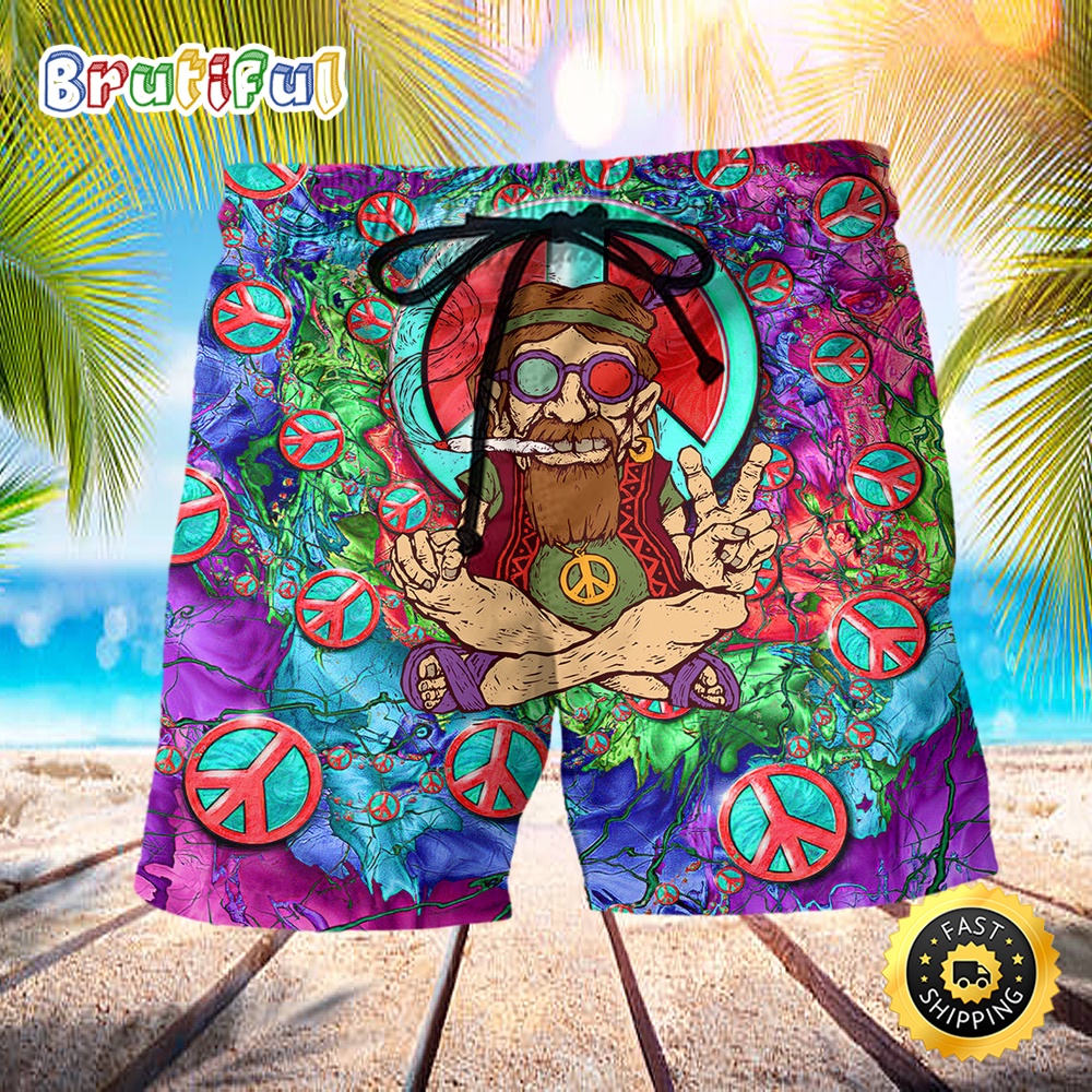 Hippie Peace Life Color So Hight Tonight Beach Short jpkwik