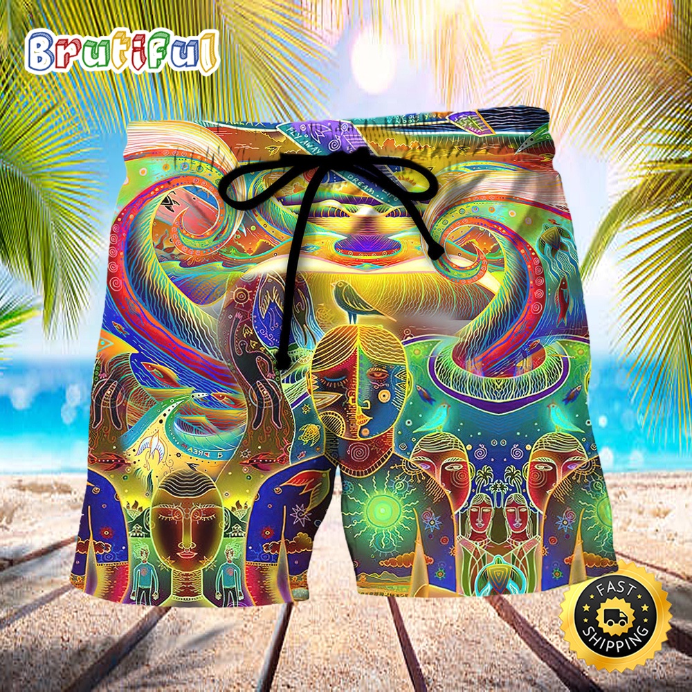 Hippie Peace Life Neon Color Amazing Beach Short zpjizi