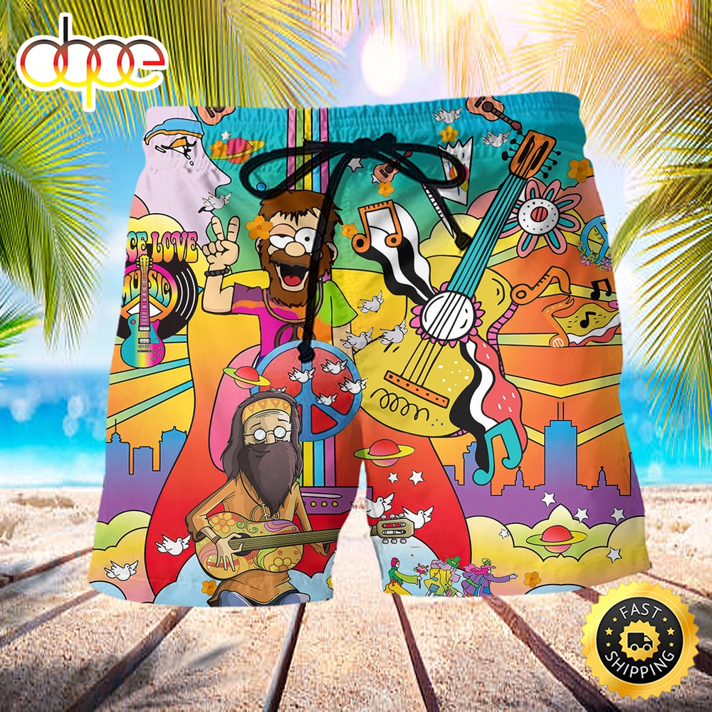Hippie Peace Music Life Beach Short tumklg