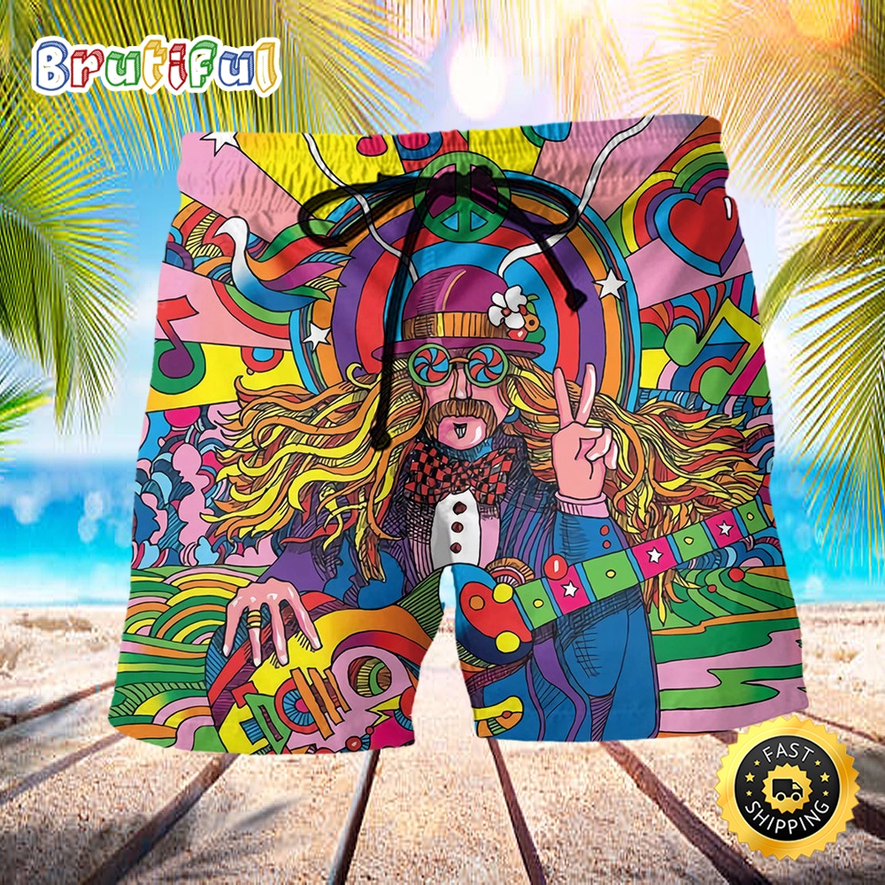 Hippie Rock Music Color Beach Short rbmmyx