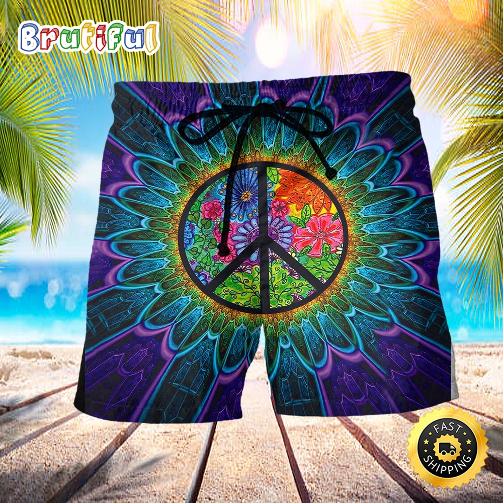 Hippie Sign Style Lover Hippie Purple Beach Short jhhftw