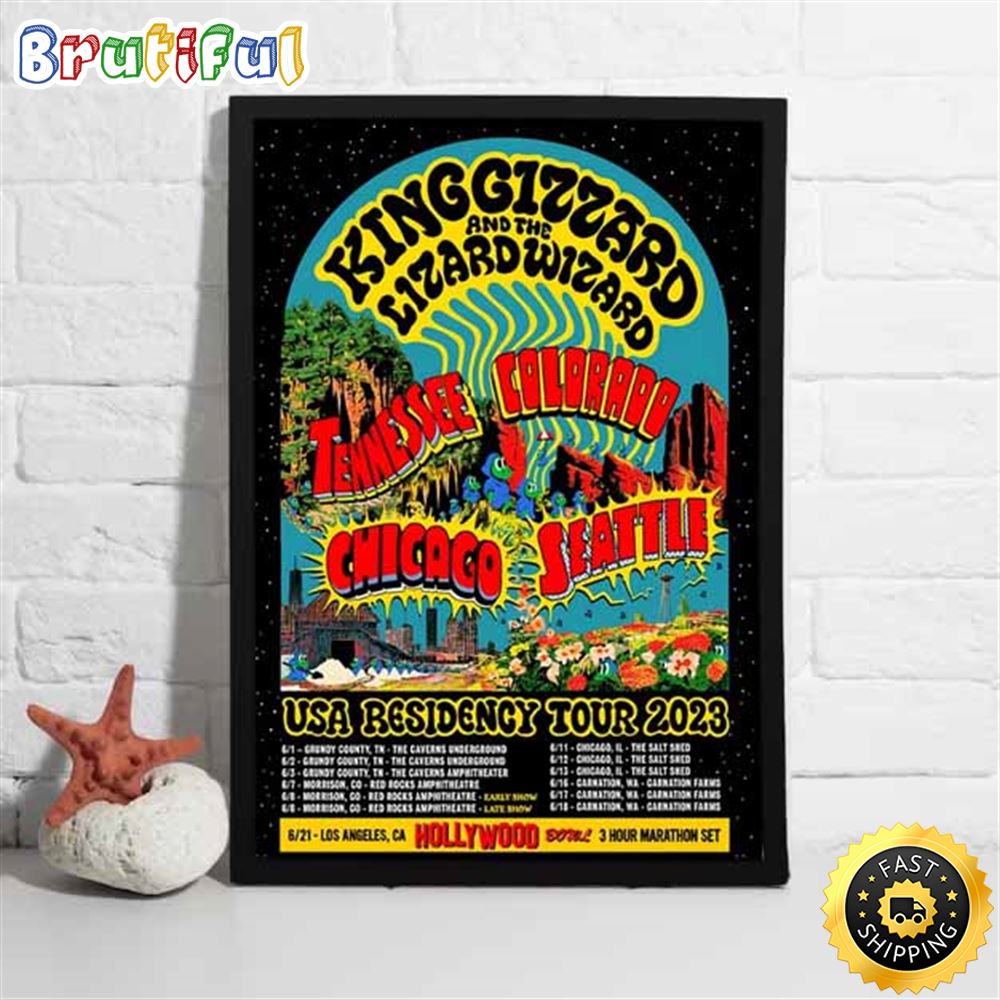 King Gizzard Usa Residengy Chicago Tour 2023 Poster