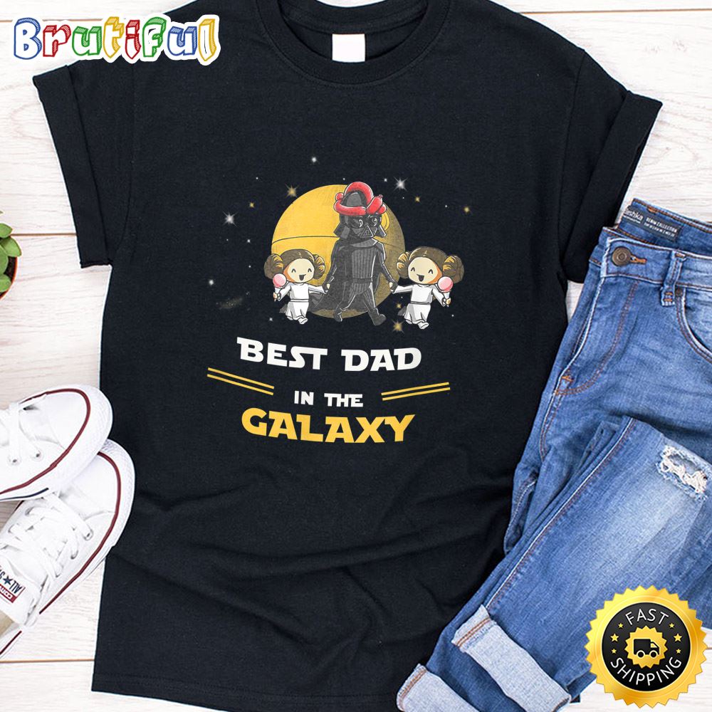 Mens Father 2 Daughters Best DAD in the galaxy Fathers day h83f99