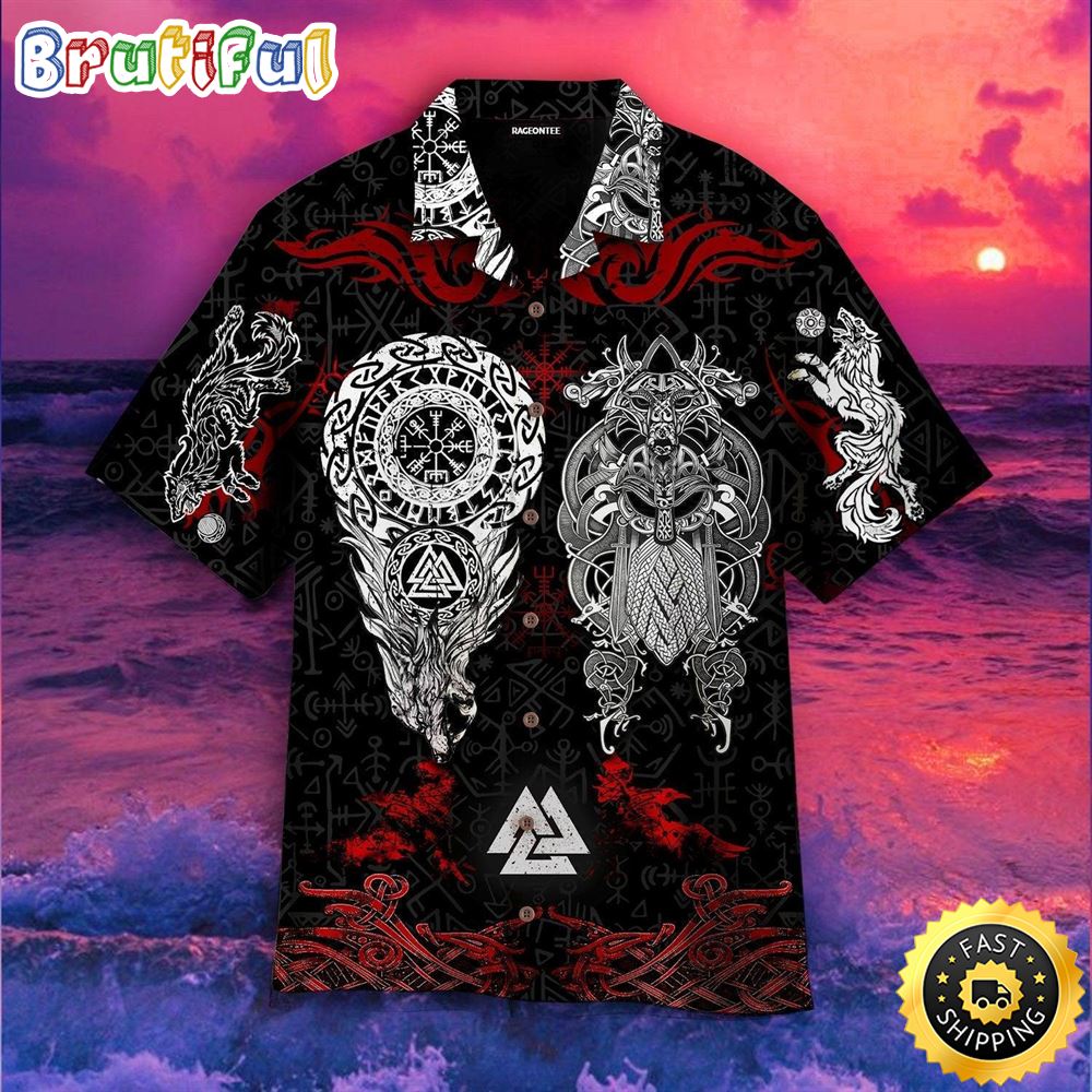 Norse History Viking Fenrir Hawaiian Shirt Short Sleeve Hawaiian Shirt Viking Gifts For Him 1 ldyvns