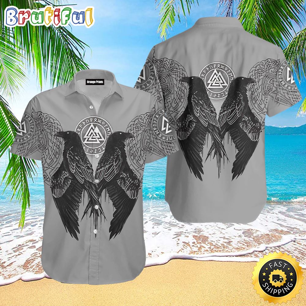 Raven Valknut Viking Hawaiian Shirt Short Sleeve Hawaiian Shirt Viking Gifts For Him 1 xs6dia