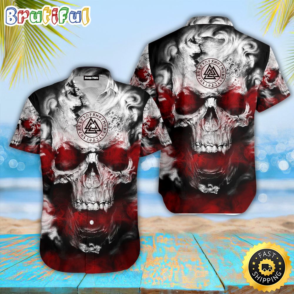 Skull Viking Hawaiian Shirt Short Sleeve Hawaiian Shirt Viking Gifts For Him 1 r0kx3u