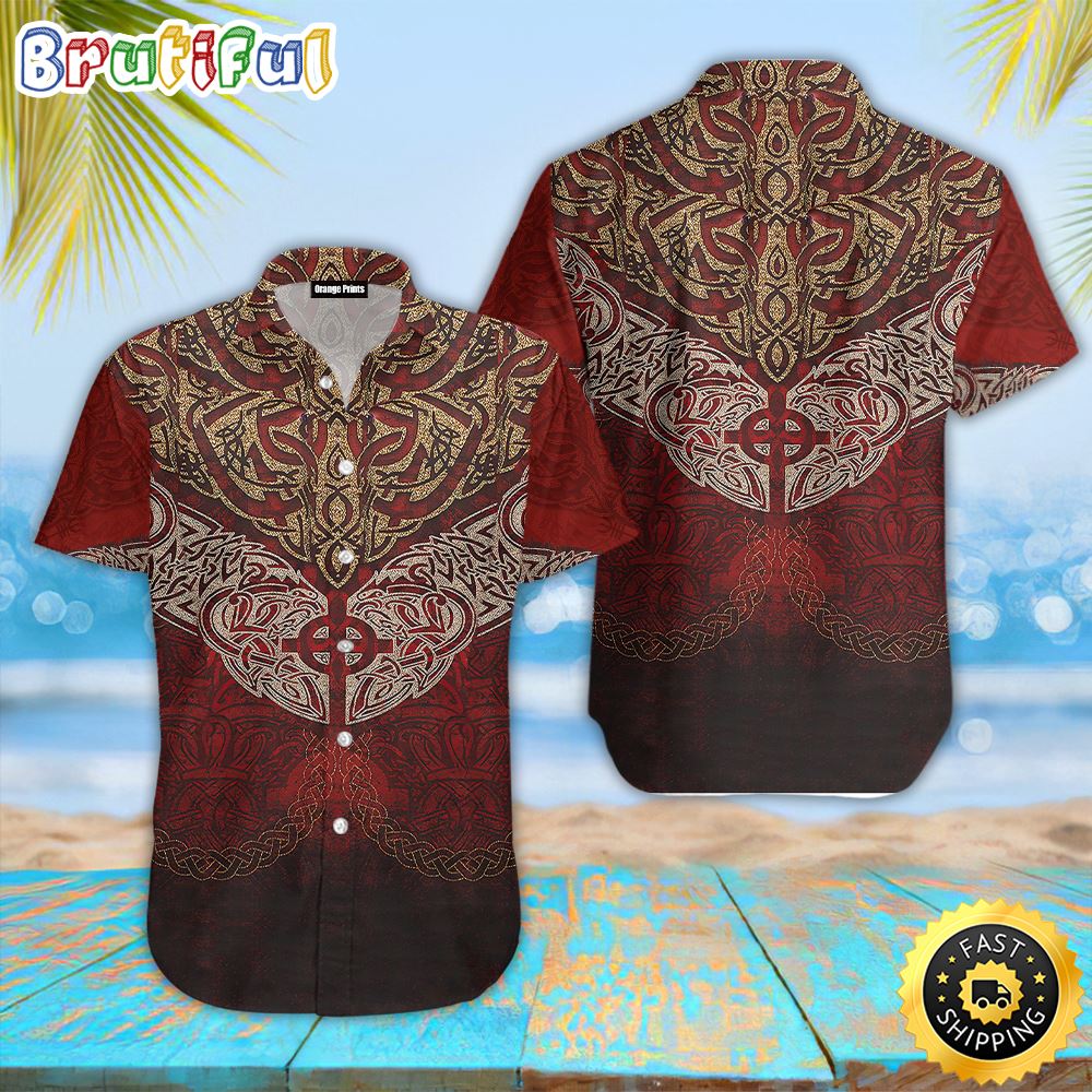 Sun Cross Fenrir Skoll And Hati Viking Hawaiian Shirt Short Sleeve Hawaiian Shirt Viking Gifts For Him 1 cbj20o