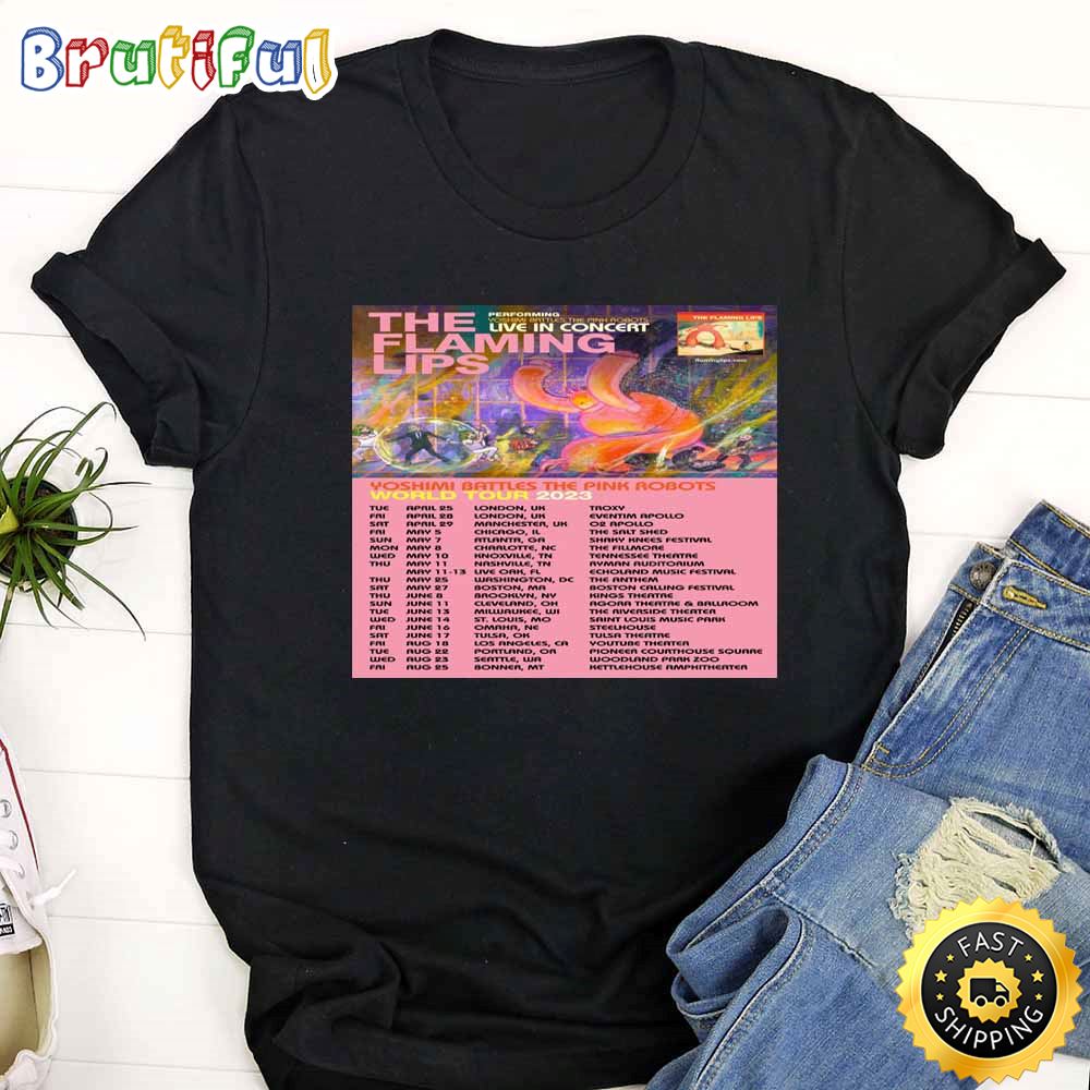 The Flaming Lips Live Music Steelhouse Omaha Tour 2023 List Tour Black T Shirt