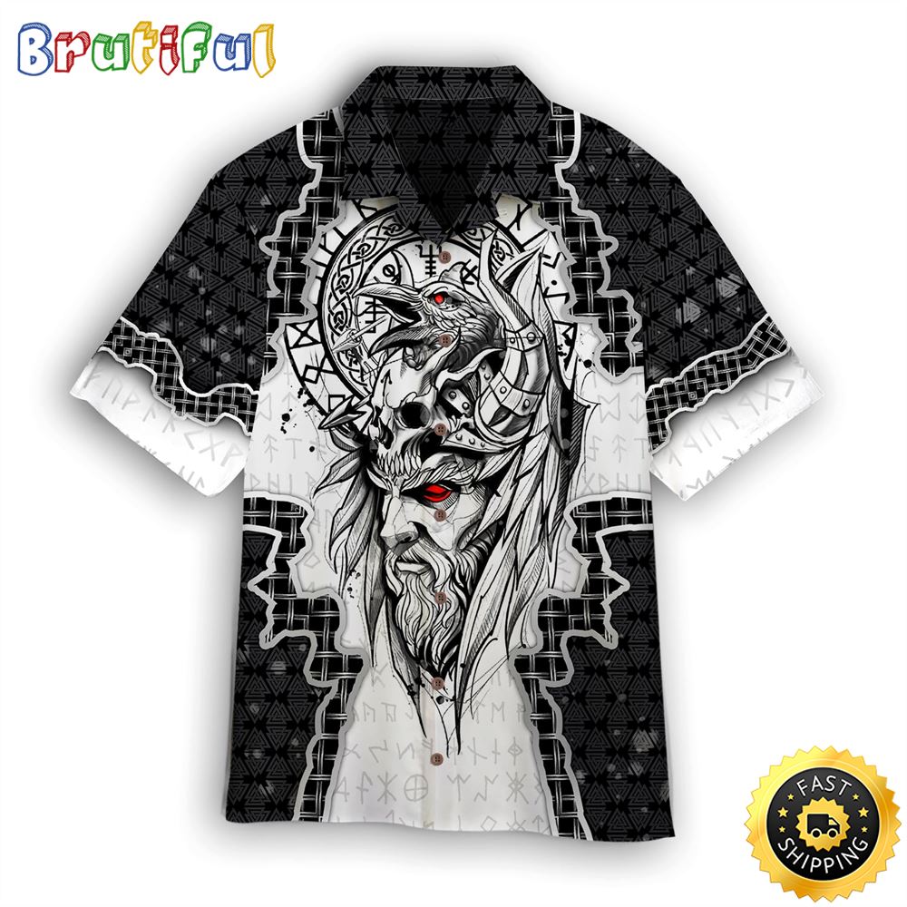 The Raven Of Odin Viking God Hawaiian Shirt Short Sleeve Hawaiian Shirt Viking Gifts For Him 1 hjrhji