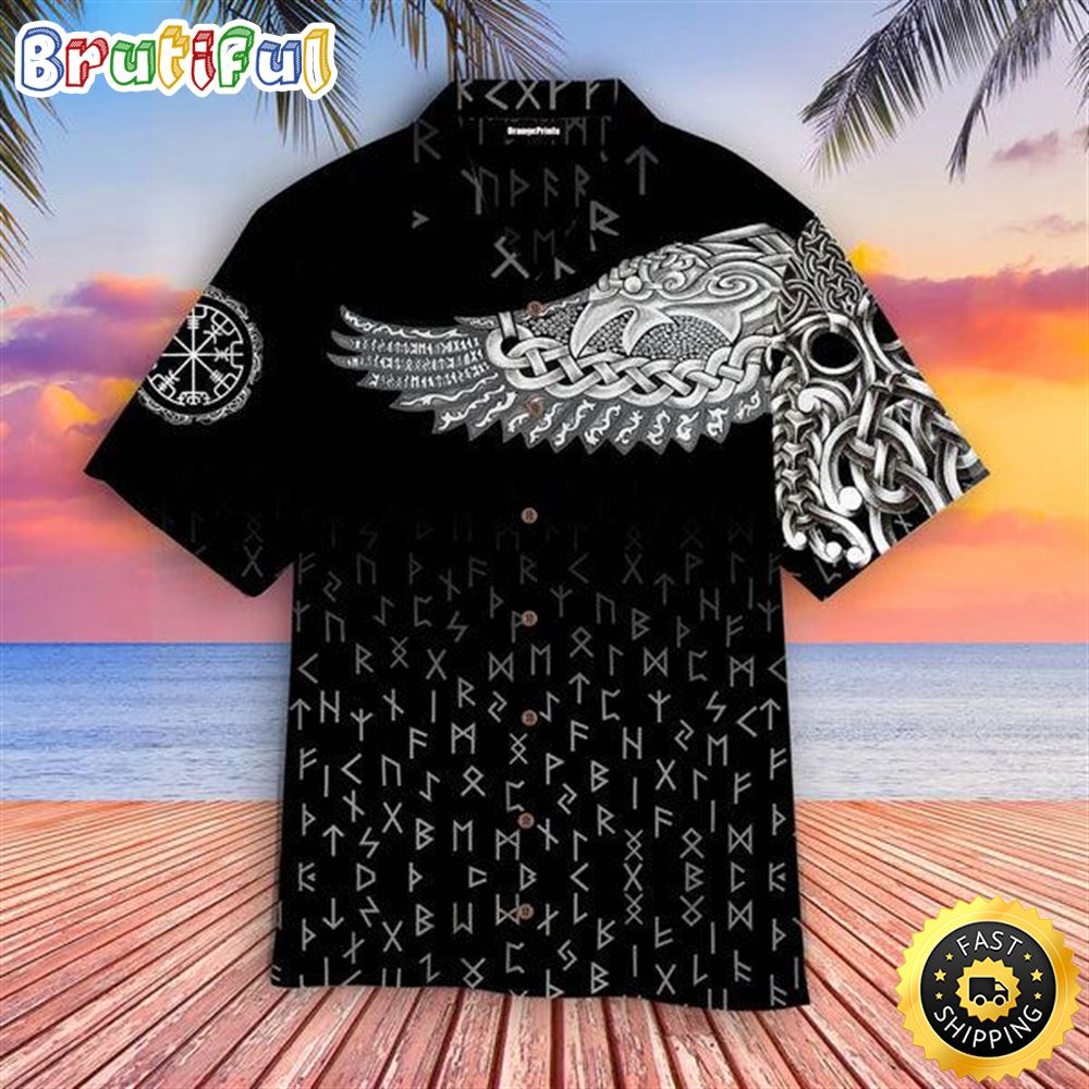 The Raven Vikings Hawaiian Shirt Short Sleeve Hawaiian Shirt Viking Gifts For Him 1 yvij1e