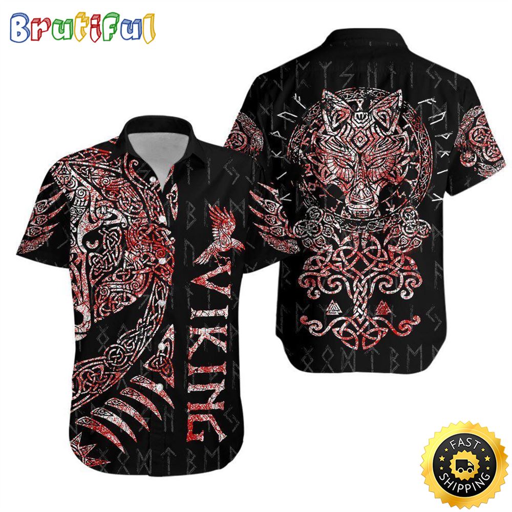 Viking Bear Blood Hawaiian Shirt Short Sleeve Hawaiian Shirt Viking Gifts For Him 1 wjgpyw
