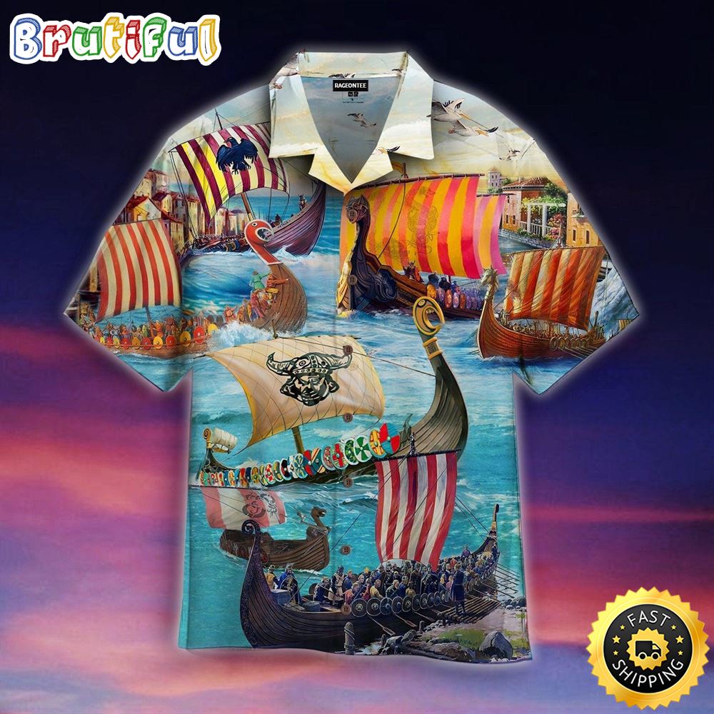 Viking Long Ship Hawaiian Shirt Short Sleeve Hawaiian Shirt Viking Gifts For Him 1 eryvby