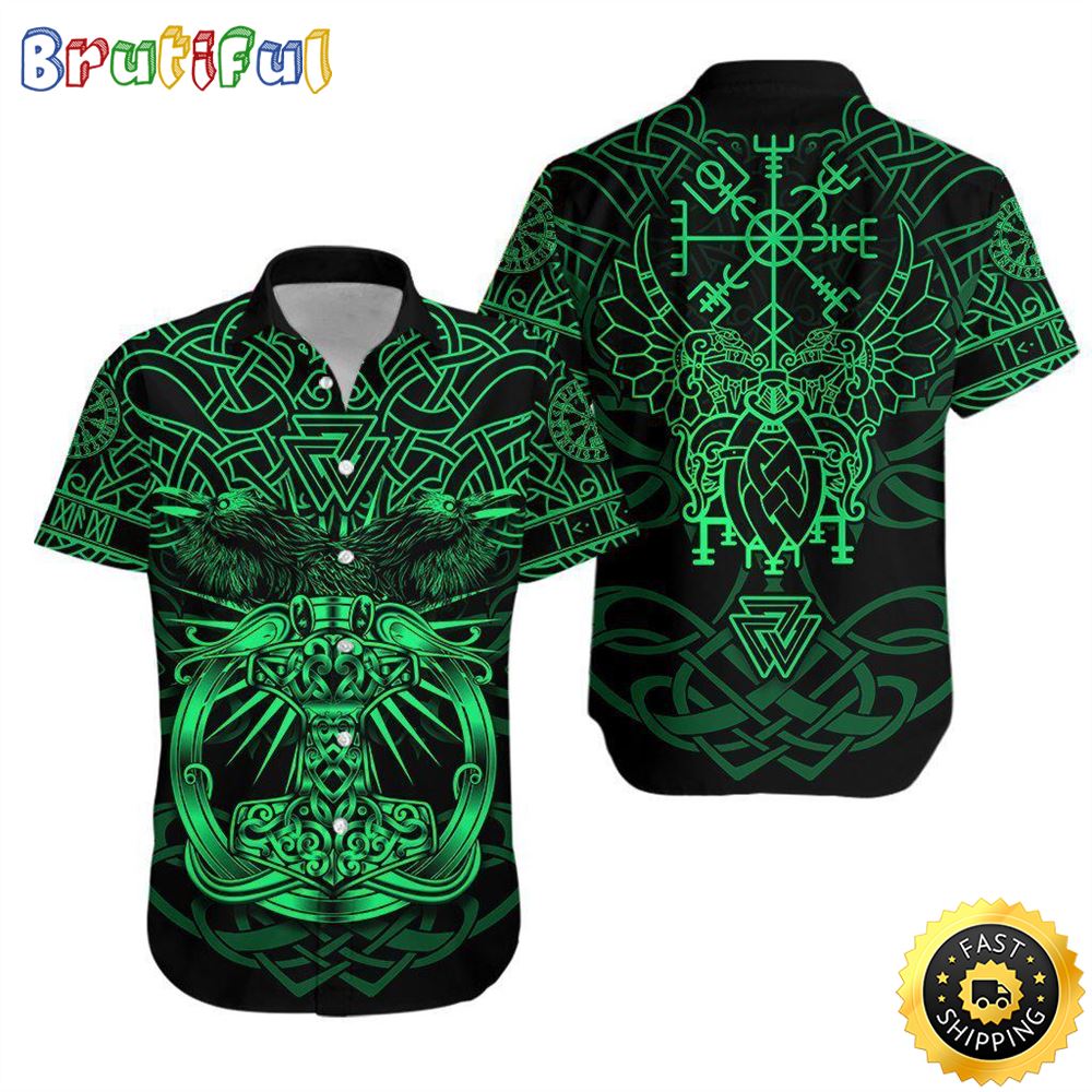 Viking Mjolnir Hawaiian Shirt Short Sleeve Hawaiian Shirt Viking Gifts For Him 1 ul01ma