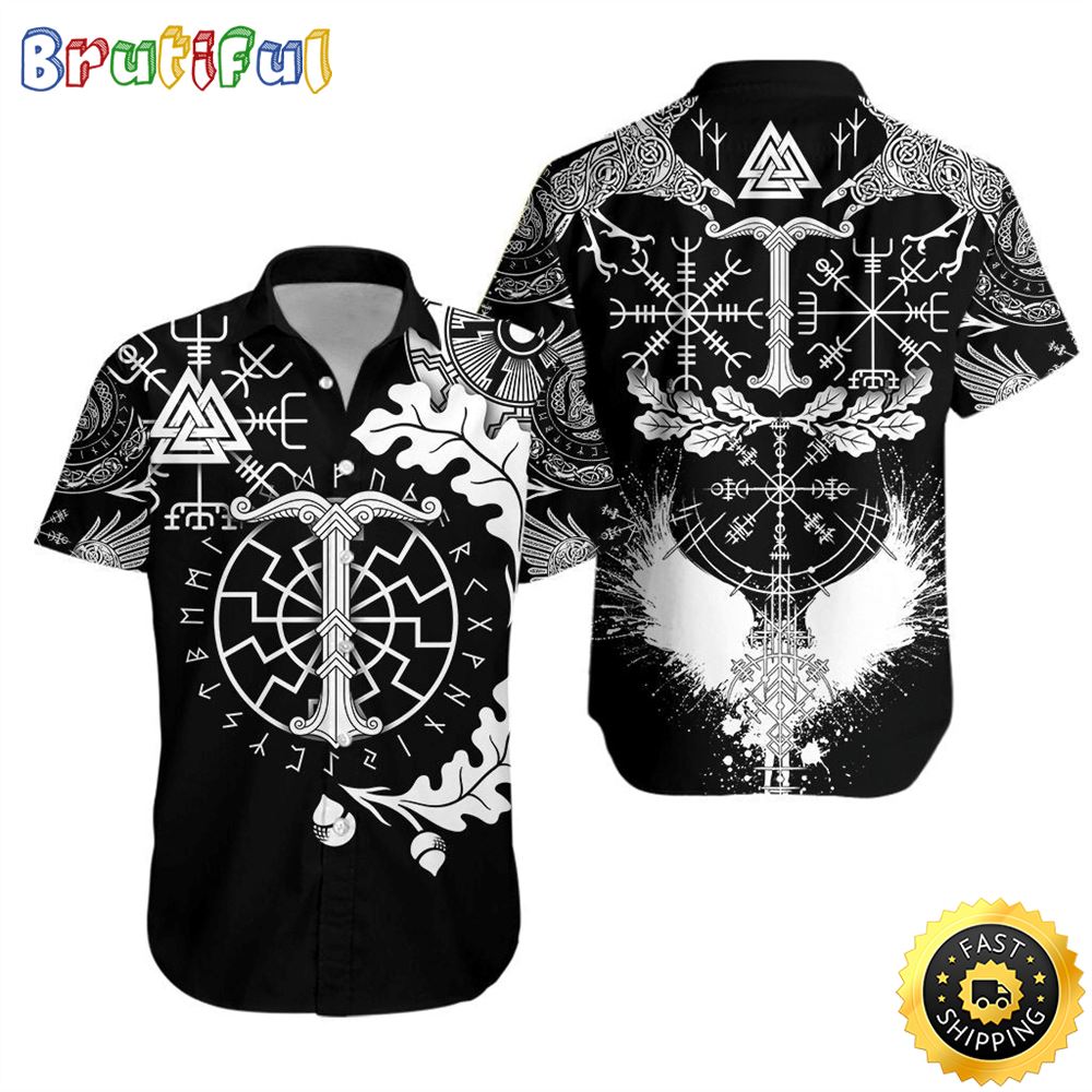 Viking Oak Leaf Hawaiian Shirt Short Sleeve Hawaiian Shirt Viking Gifts For Him 1 qzwqrk