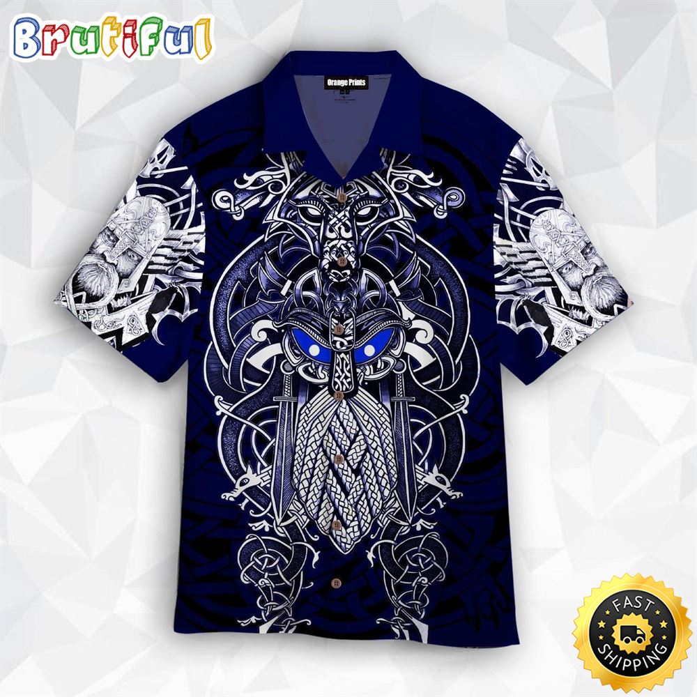 Viking Odin Tattoo Hawaiian Shirts Short Sleeve Hawaiian Shirt Viking Gifts For Him 1 dx6q7q